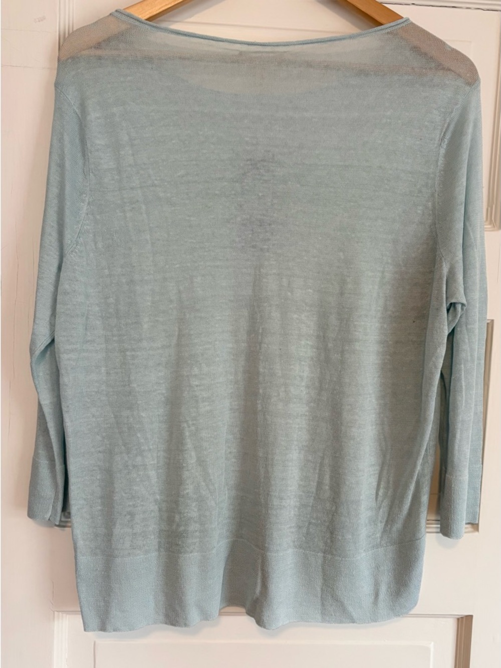 Eileen Fisher Linen Crepe Top NWT. Medium. Italian Yarn. Light Green. Lagenlook - Picture 6 of 14